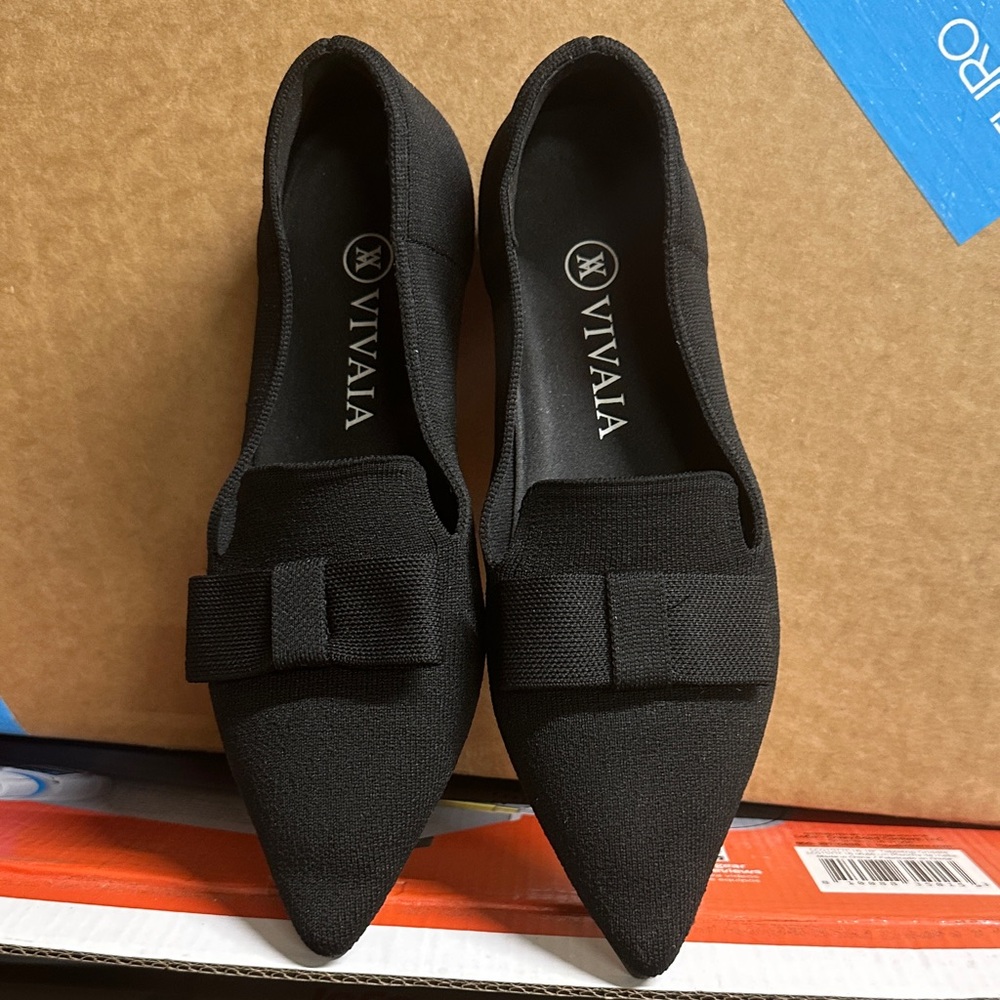 VIVAIA Black Bow Loafers for Women